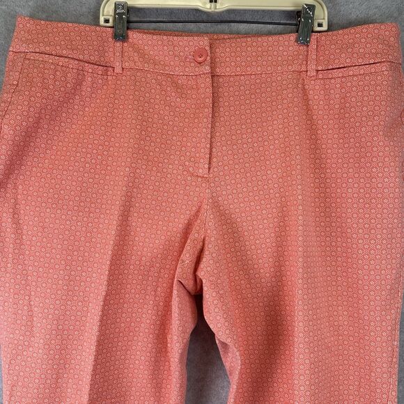 Lane Bryant Orange White Floral Print High Rise Capri Pants Womens Size 20 Casua - Picture 2 of 8